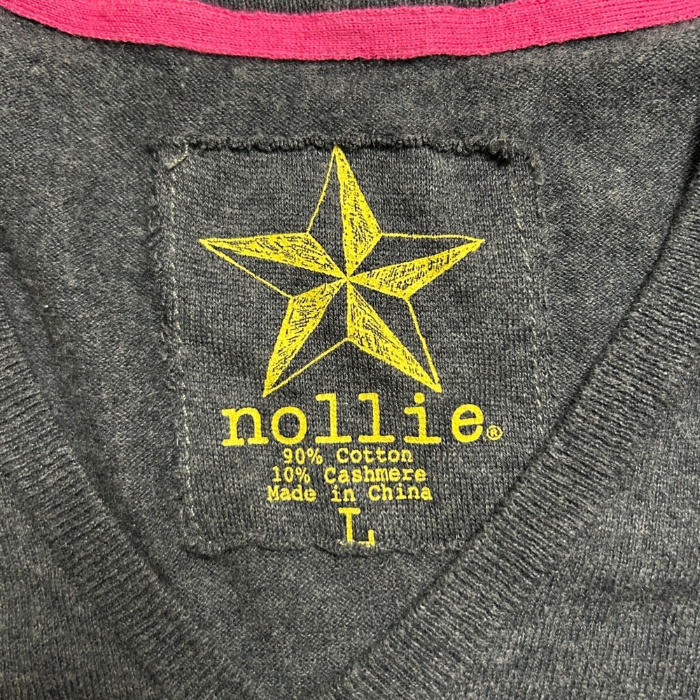 Nollie Sweater V Neck Women's L Gray Cotton Cashmere Fitted Y2K Skater Girl - Picture 3 of 9
